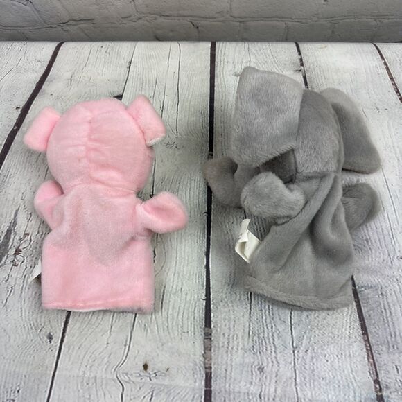 Grey‎ Elephant And Pink Pig Plush Hand Puppets Best Made Toys Lot Of 2 - Picture 3 of 10